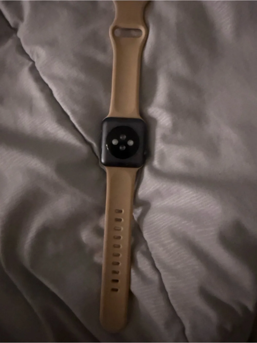 Apple Beige Silicone Smartwatch Band with Black Watch Face